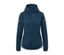 Veste de sport coupe-vent bleue avec fermeture éclair et capuche.