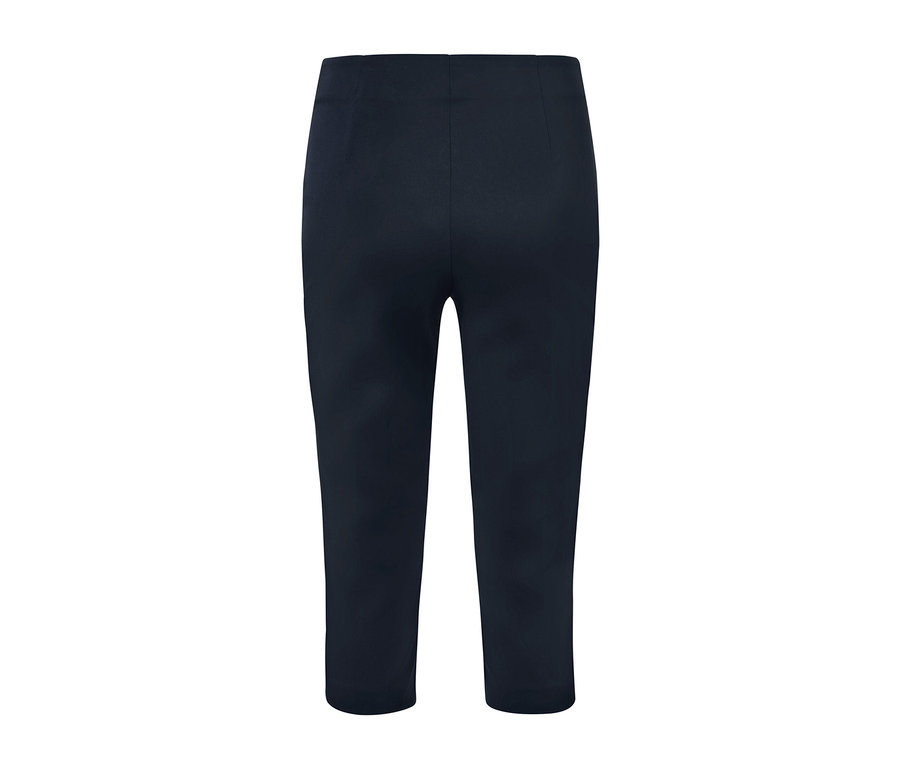 Pantalon 3/4 stretch bleu foncé sur fond blanc.