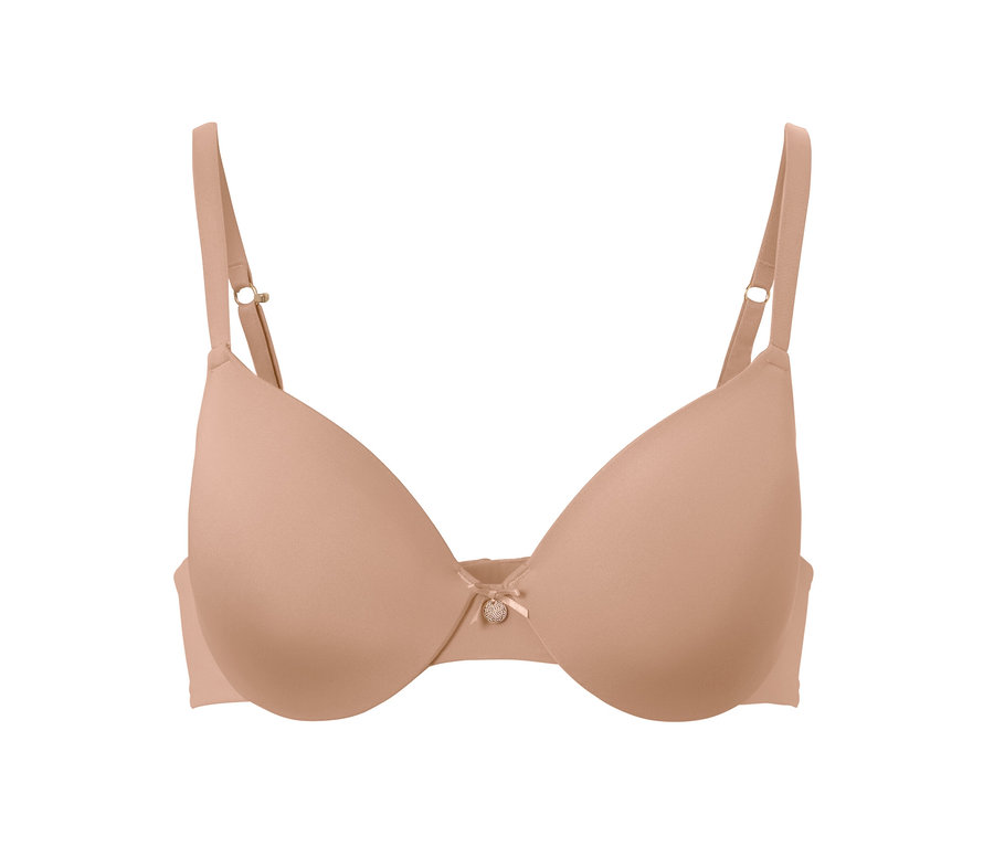 Soutien-gorge invisible couleur chair avec un nœud au centre.