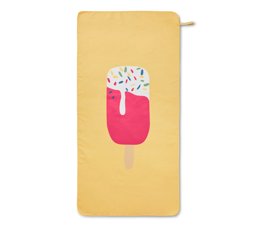 Serviette microfibre jaune pour enfants avec un motif de glace.