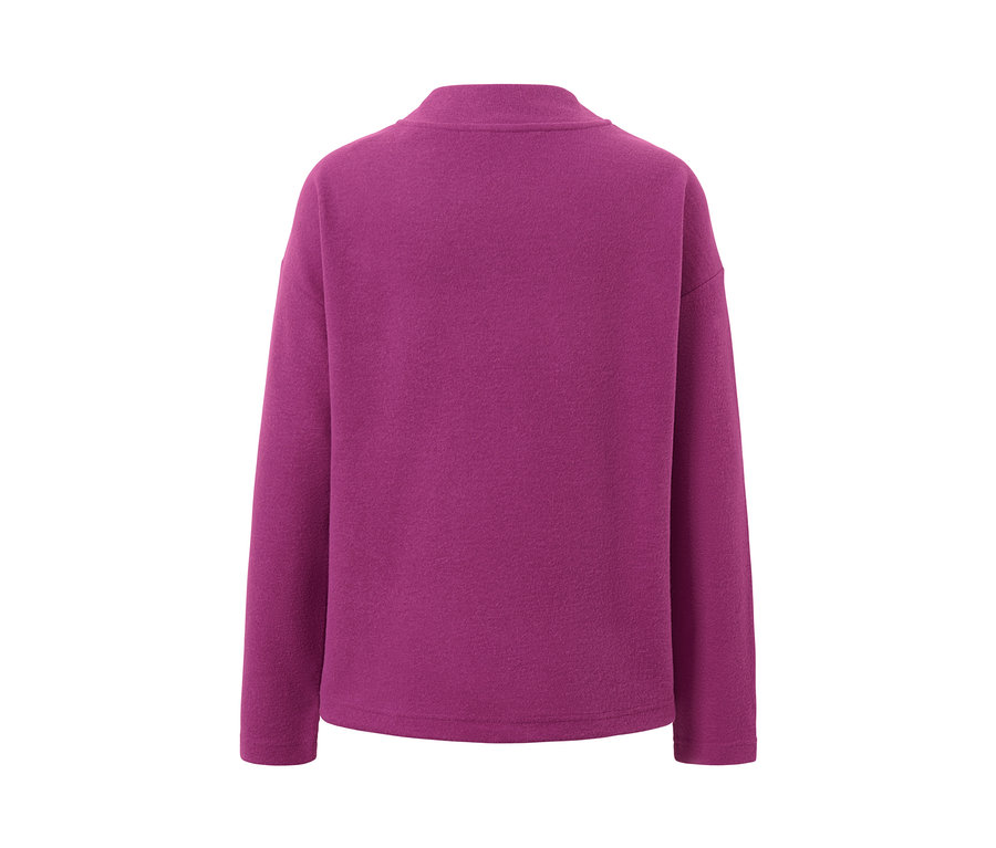 Vue arrière d'un sweat-shirt violet à col montant.
