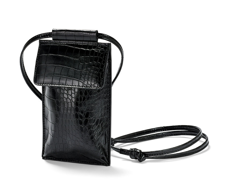 Mini sac noir avec motif crocodile.