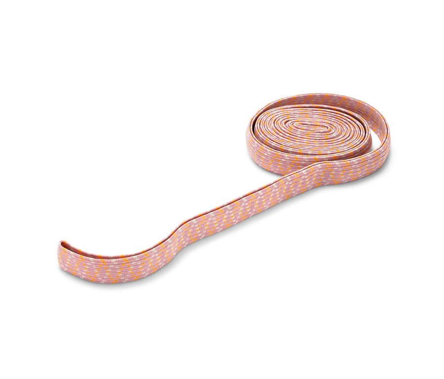 Un jeu de l'élastique enroulé rose et orange.