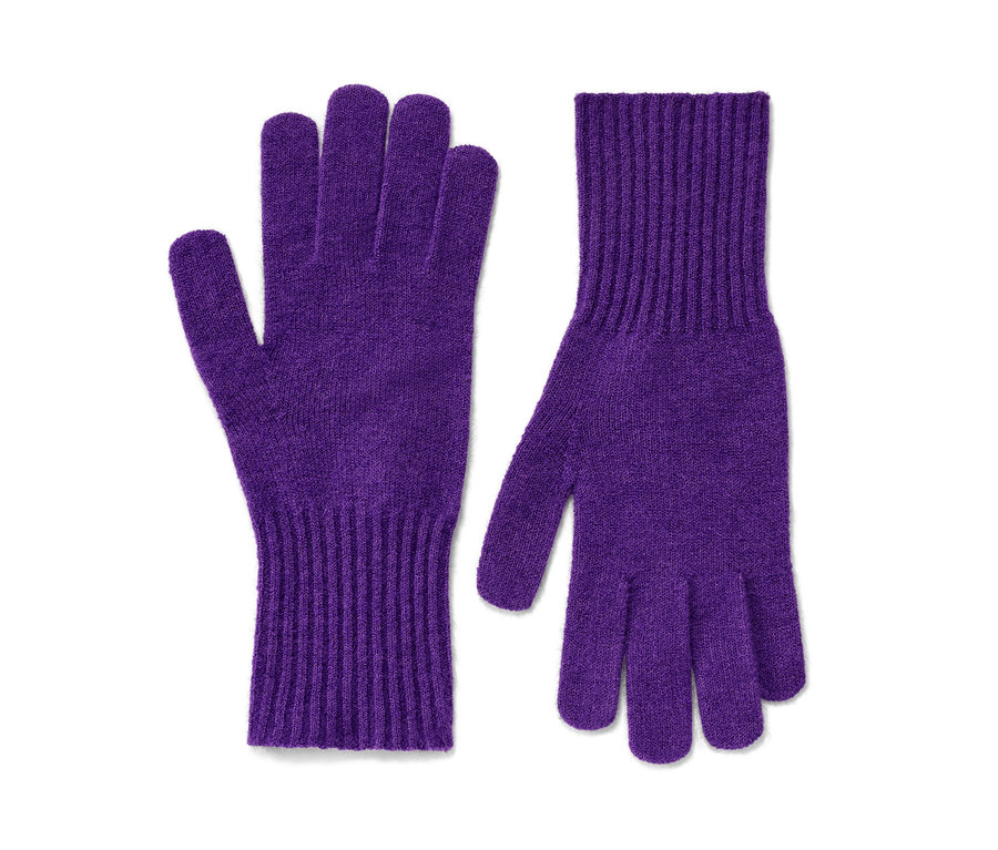 Gants en maille violet.