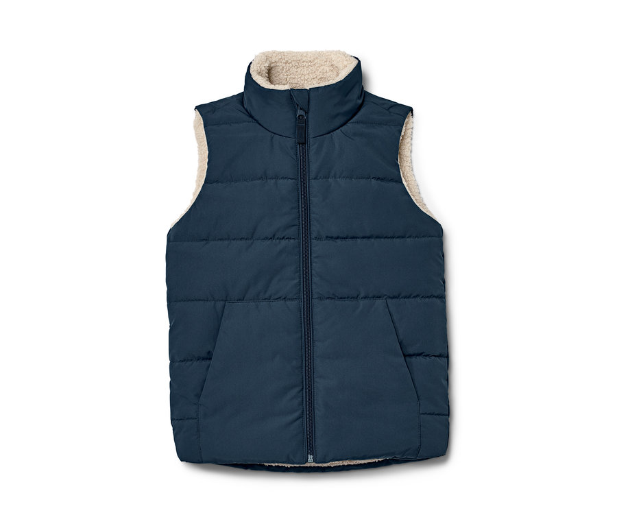 Gilet sans manches matelassé en teddy pour enfant bleu marine.