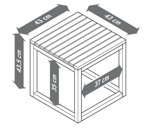 Les dimensions du lot de 2 tables d'appoint »Lenja« sont de 43 cm x 43 cm x 43,5 cm.