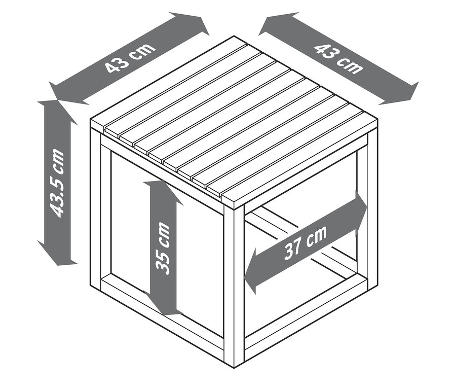 Les dimensions du lot de 2 tables d'appoint »Lenja« sont de 43 cm x 43 cm x 43,5 cm.