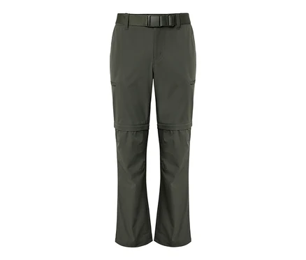 Pantalon technique 2 en 1 kaki avec fermeture éclair au-dessus des genoux et ceinture.