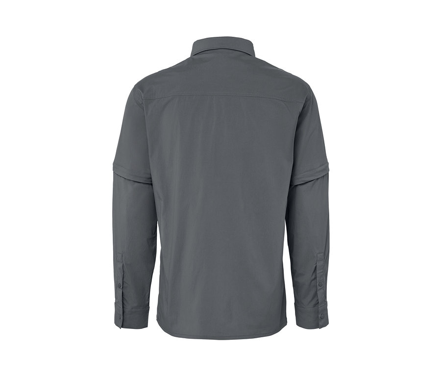 Chemise d’extérieur grise vue de derrière.