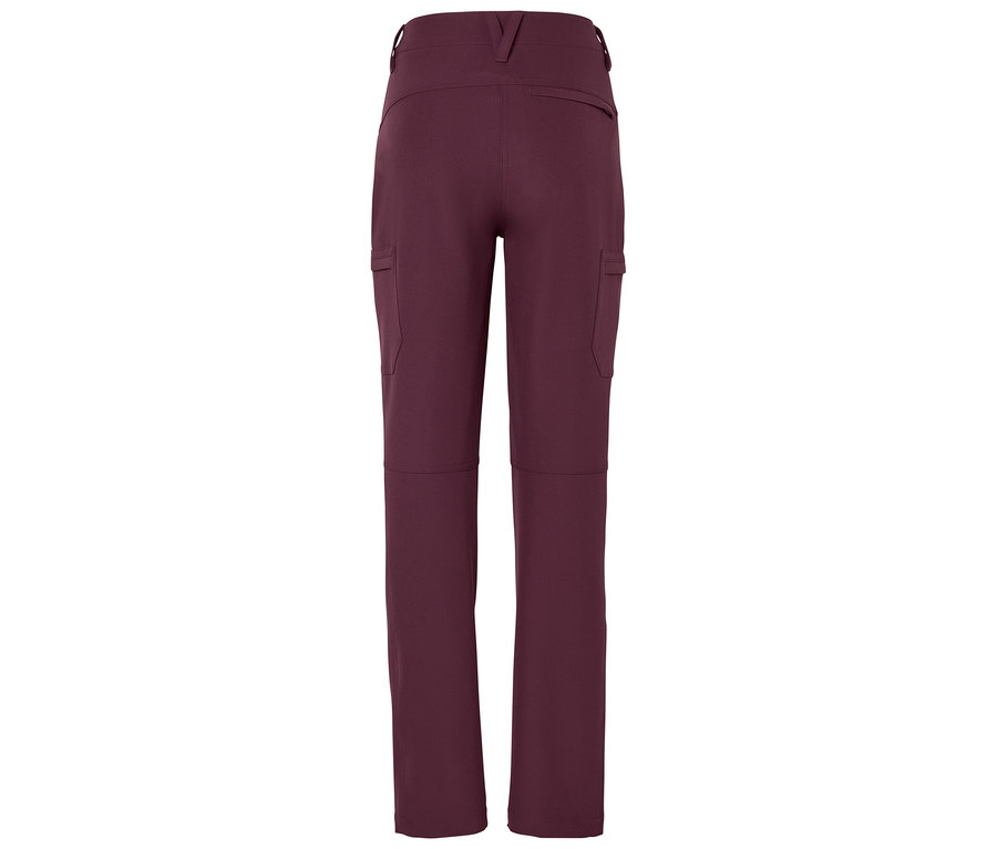 Un pantalon bordeaux avec des poches à l'arrière.