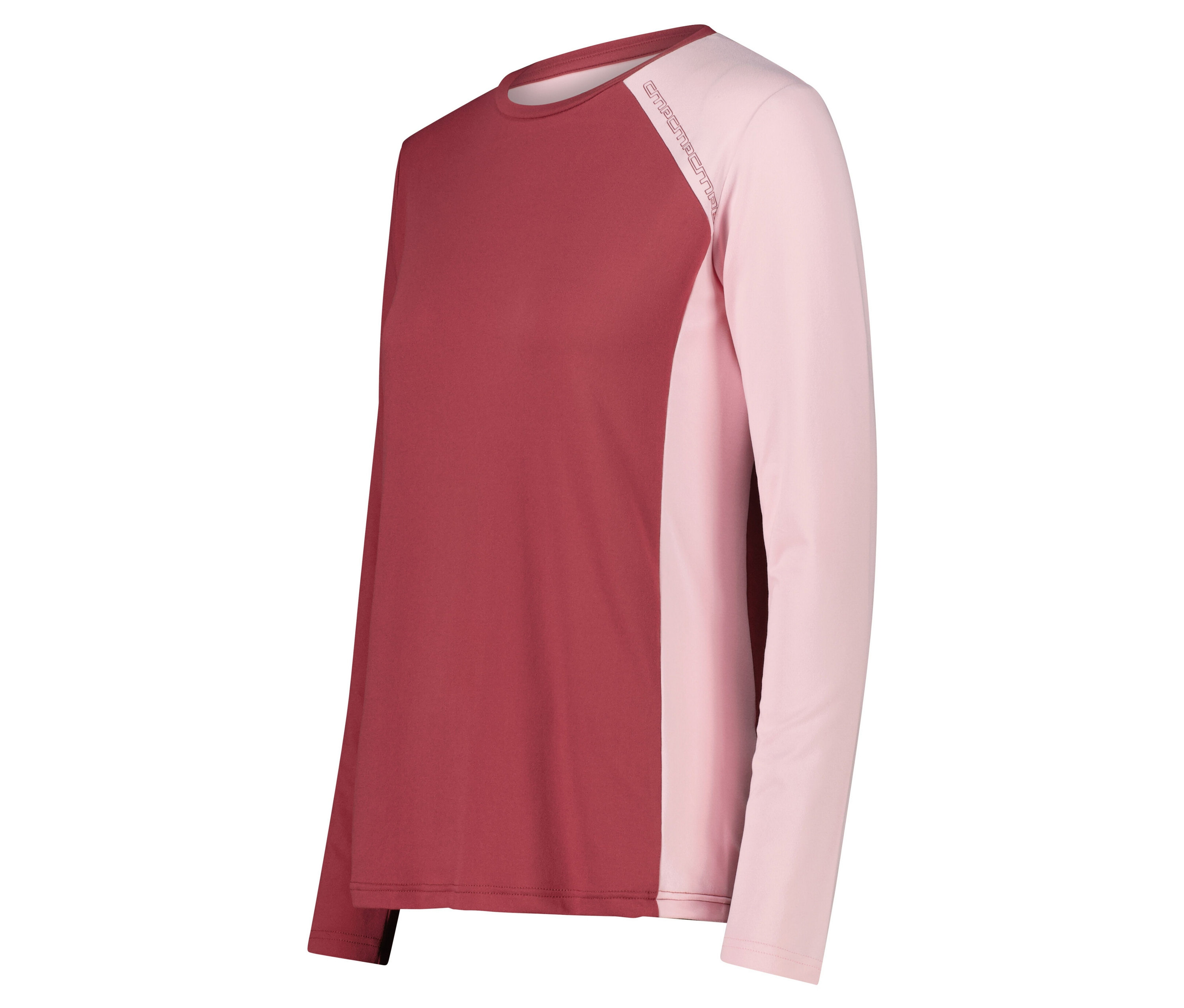 T-shirt à manches longues pour femmes, bordeaux et rose clair.