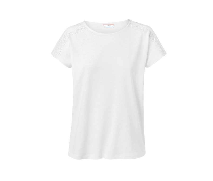 T-shirt blanc en lin mélangé.