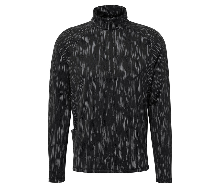 Sweat-shirt noir et blanc avec fermeture éclair.