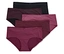 Cinq culottes pour femmes pliées en noir, bordeaux et roses sont superposées.