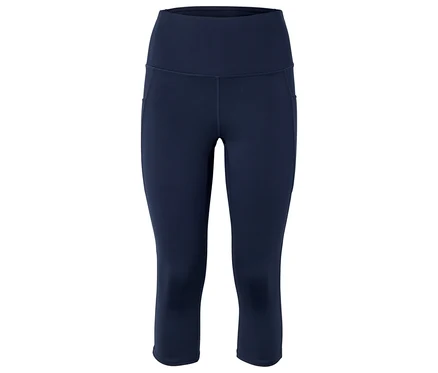 Leggings Capri bleu marine à taille haute avec poches latérales.