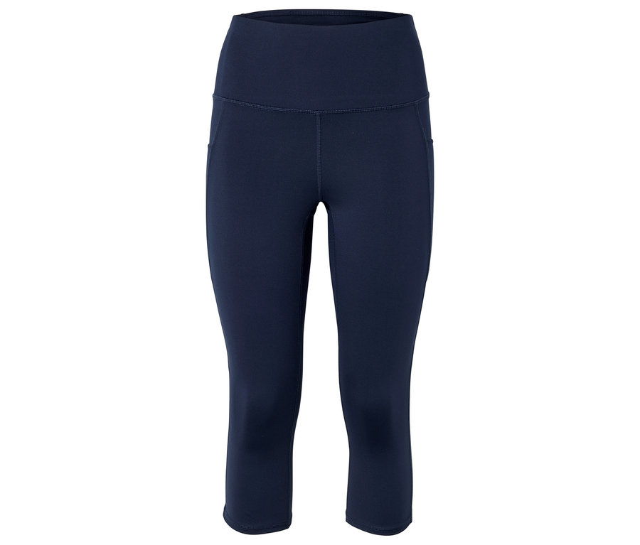 Leggings Capri bleu marine à taille haute avec poches latérales.