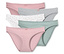 1x rose à pois blancs, 1x vert menthe à pois blancs, 1x blanc à pois roses, 1x gris chiné-rose à rayures, 1x rose