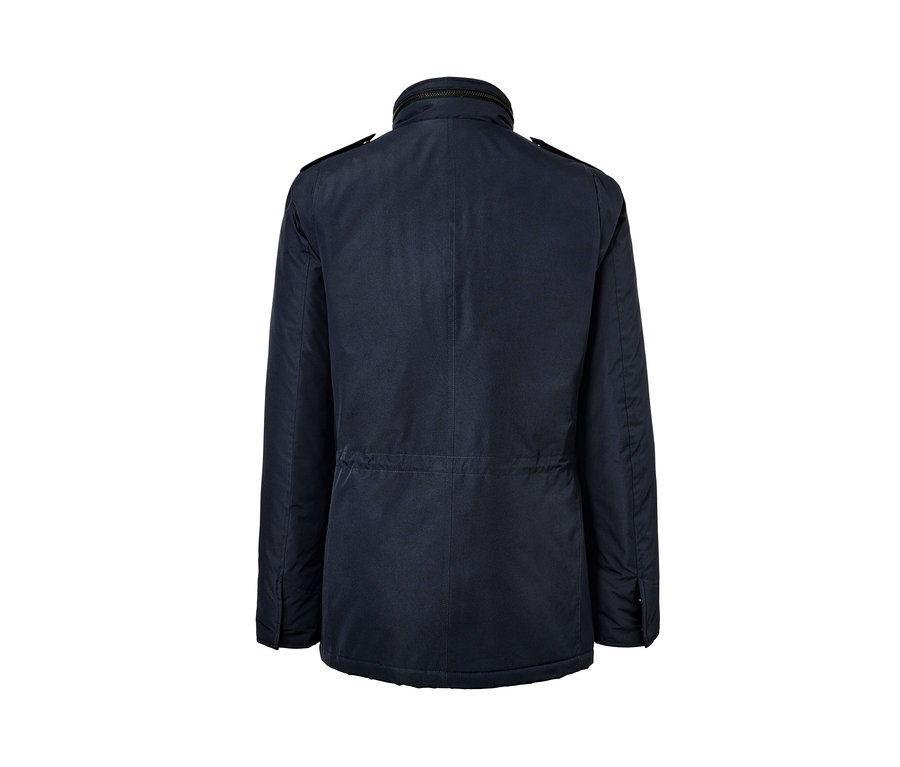 Vue arrière d'une veste Field bleue.