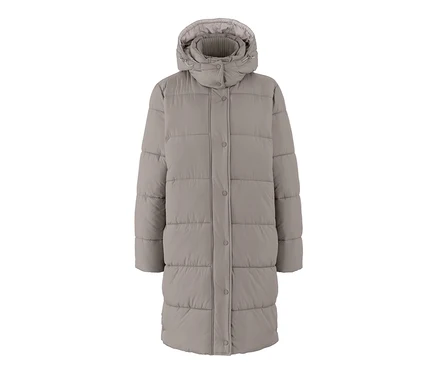 Manteau matelassé à capuche taupe.