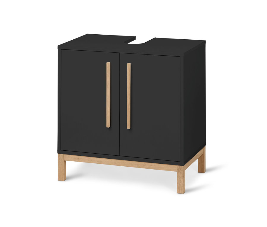 Meuble sous-vasque anthracite »Eklund« avec deux portes et pieds clairs.