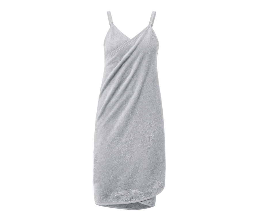 Robe-serviette grise avec bretelles.