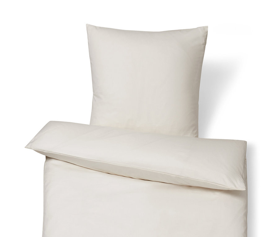 Parure de lit en satin de coton blanc cassé, tailles standard et grande taille.