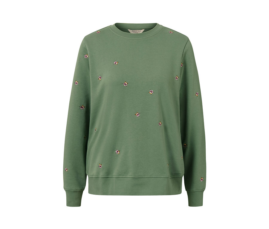 Un sweat-shirt brodé vert.