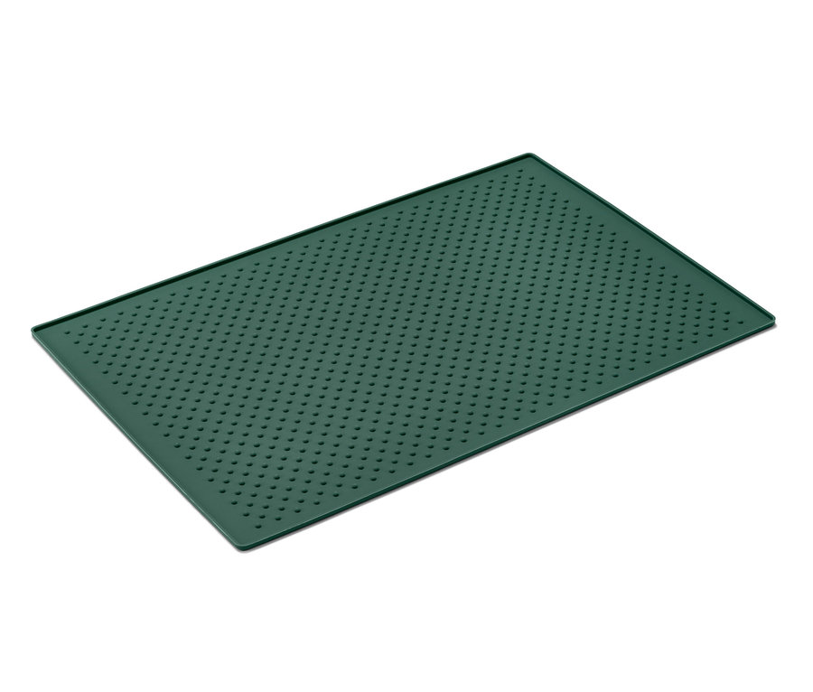 Dessous de gamelle vert avec picots ronds.