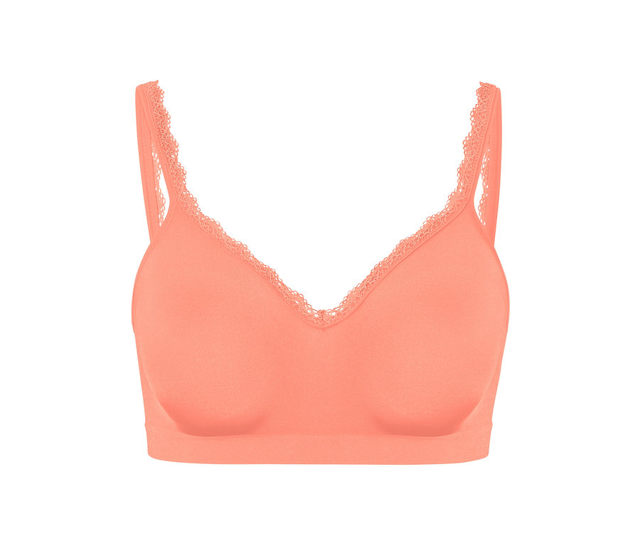 Détail d'un soutien-gorge doux sans coutures, papaye.