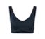 Détail d'une brassière de sport, bleu marine.