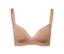 Soutien-gorge à coques souples beige avec bordure en dentelle.