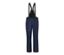 Pantalon de ski bleu avec des bretelles noires.