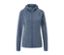 Veste de sport bleu chiné avec fermeture éclair et capuche.