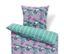 Parure de lit en renforcé, taille normale, menthe florale - Vert floral