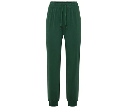 Pantalon de jogging vert avec cordon de serrage à la taille.