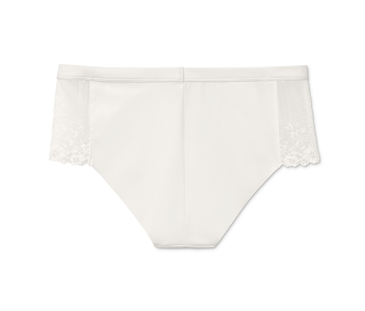 Culotte en dentelle blanche sur fond blanc.