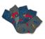 Cinq paires de chaussettes pour enfants avec des motifs de voitures.