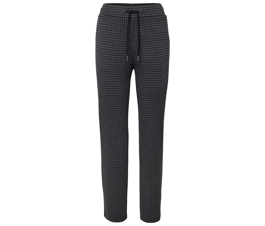 Pantalon à motif pied-de-poule avec cordon de serrage noir.