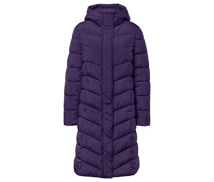 Manteau matelassé à capuche, prune