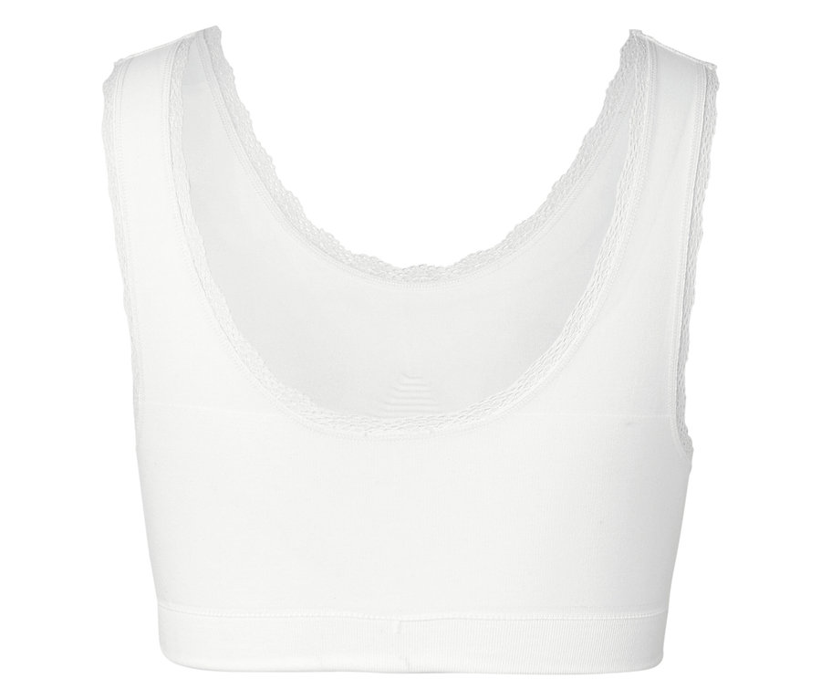 Bustier blanc avec bordure en dentelle.