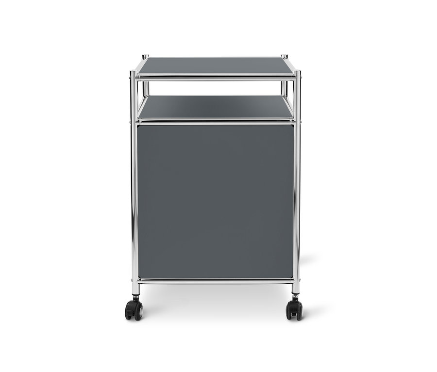 Caisson en métal gris à roulettes « CN3 » avec abattant.