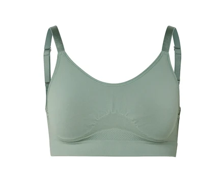 Un soutien-gorge vert avec des bretelles réglables.