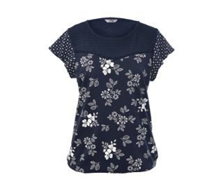 Bleu foncé avec imprimé floral intégral