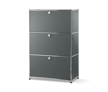 Étagère en métal gris mat avec 3 abattants.