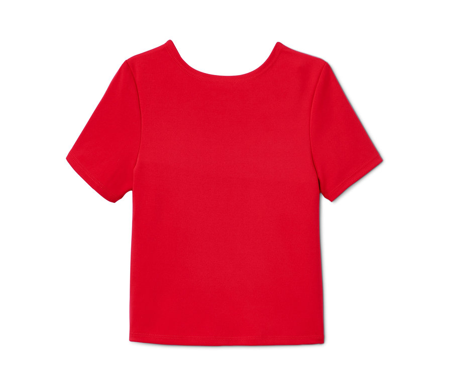 T-shirt fonctionnel court rouge pour filles avec des matériaux recyclés.