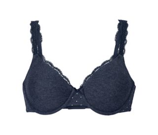 Ailes bleu foncé chiné avec des pois blancs