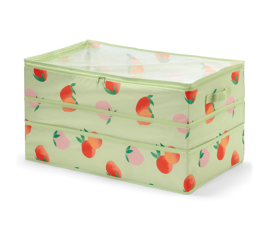 Grand sac de rangement à motif de fruits.