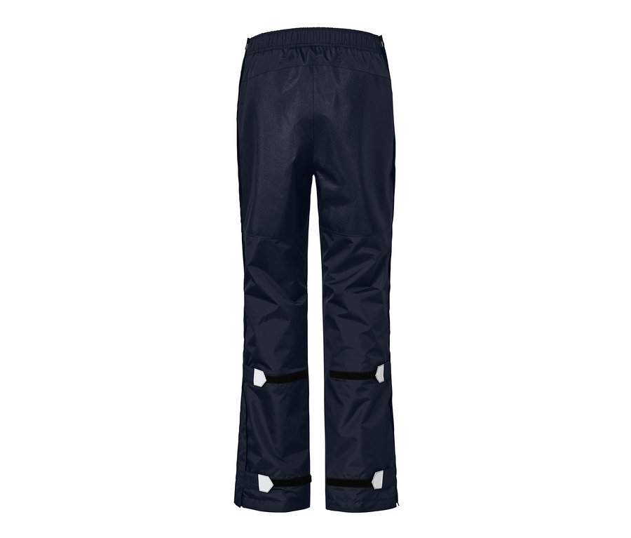 Pantalon de pluie unisexe high tech bleu marine vu de derrière.