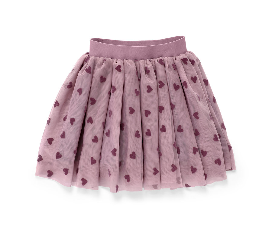 Jupe en tulle pour enfant avec motif de coeurs.