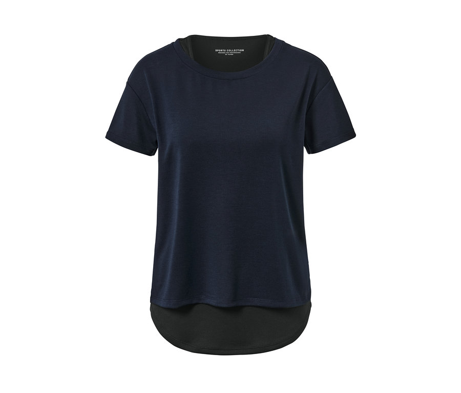 T-shirt de sport à manches courtes 2 en 1 bleu foncé.